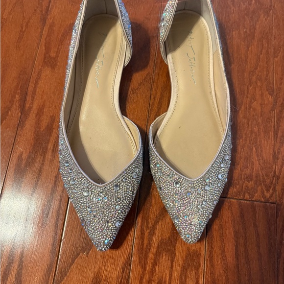 Betsey Johnson Jude style iridescence Silver Embellished Flats. - Picture 7 of 9